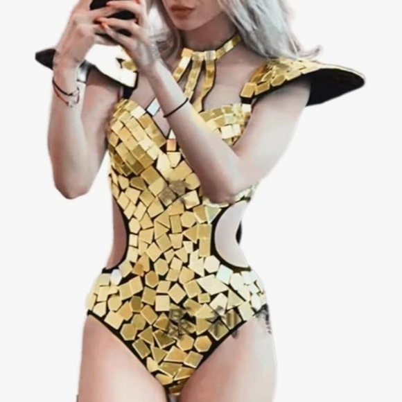 Gold Mosaic Bodysuit Mirrors - Picture 1 of 6